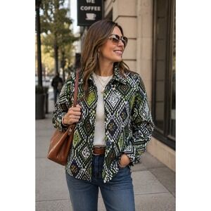 Koret Cotton Textured Shacket Shirt Size XL Eclectic Retro Chic Art to Wear Boho